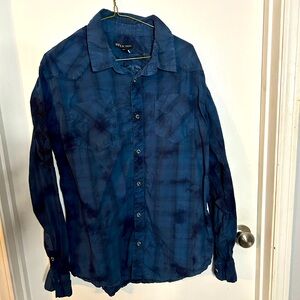 Affliction Button Up-size 2XL-blue/black-designs on back and sleeves